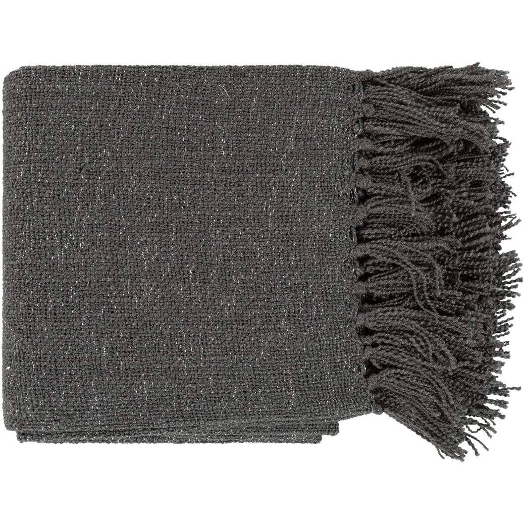 Surya Tilda TID-014  Solid & Border Woven Acrylic, Lurex Throw Blanket - Fifth and Modern