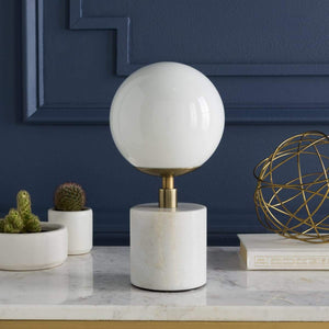 Surya Una UNA-001 Modern Table Lamp -Antiqued Brass & Milk Glass - Fifth and Modern