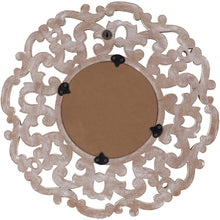 Surya Urvashi URV-001 Round Traditional Mirror With Beveled Glass -White Washed - Fifth and Modern