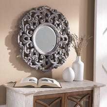 Surya Urvashi URV-002 Round Traditional Mirror With Beveled Glass -Antiqued - Fifth and Modern